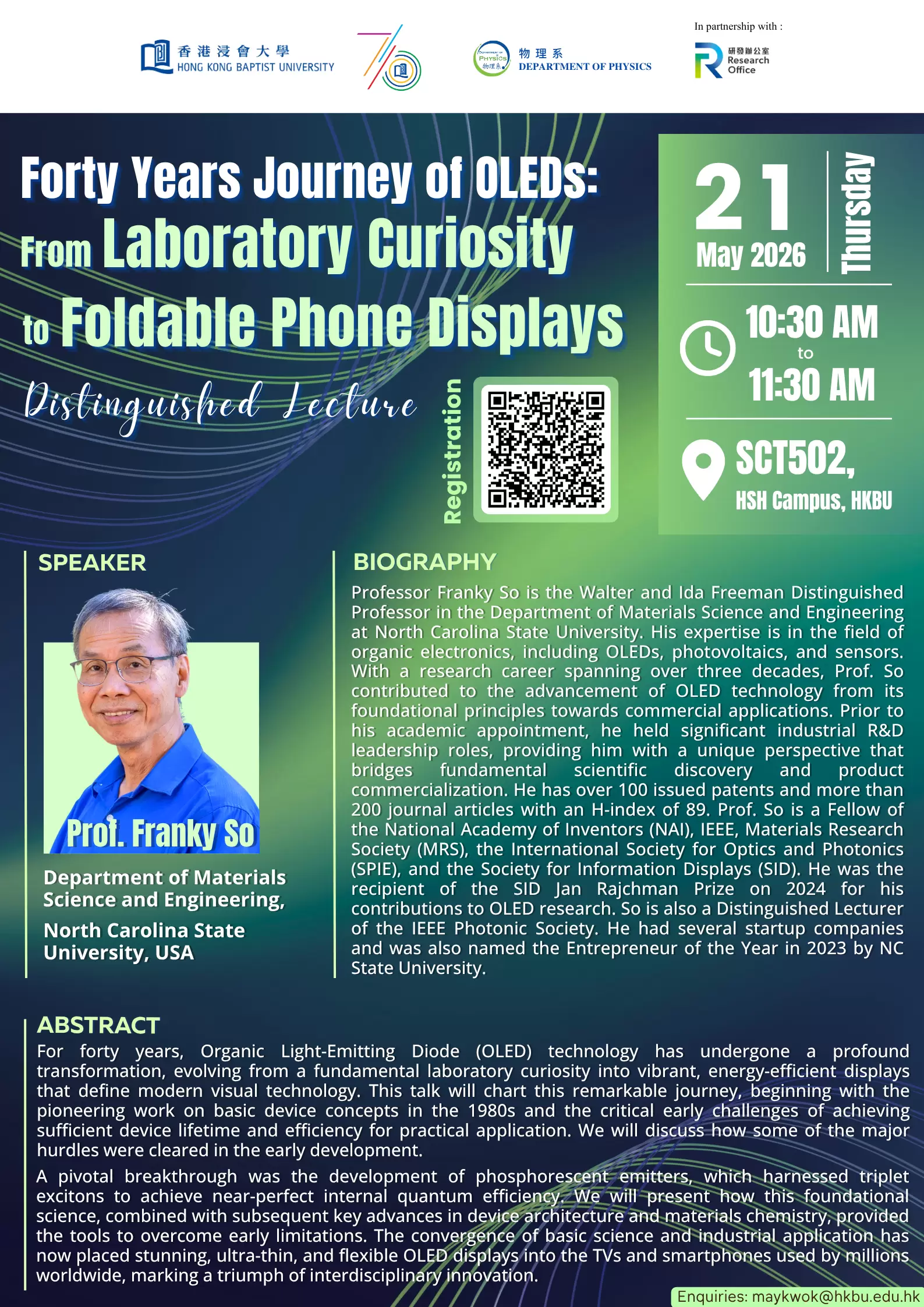 Forty Years Journey of OLEDs: From Laboratory Curiosity to Foldable Phone Displays